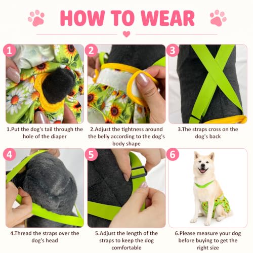 3 Pack Washable Female Dog Diapers with Adjustable Suspender（Non-Removable Suspender Design - size: M