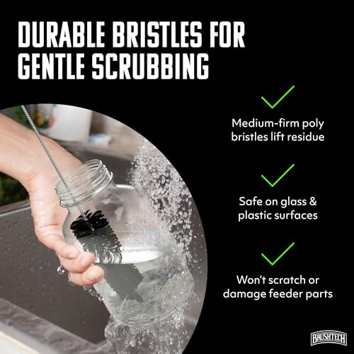 Brushtech Hummingbird Feeder Cleaning Kit - 3 Brush Set (Black/Silver/Blue) | Precision Nylon Cleaning Brushes with Easy-Grip Handles & Multi-Size Design - Reaches Feeder Ports, Bottles & Crevices - style: 3-Piece Kit