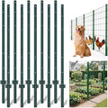 Amagabeli Heavy Duty Metal Fence Posts 4 Feet 10 Pack No Dig Garden U Post Stakes for Wire Fence Temporary Fencing Electric Fence Wire Safety Fence Mesh Fence Garden Fencing T Post for Yard Green - size: 4 Feet Post
