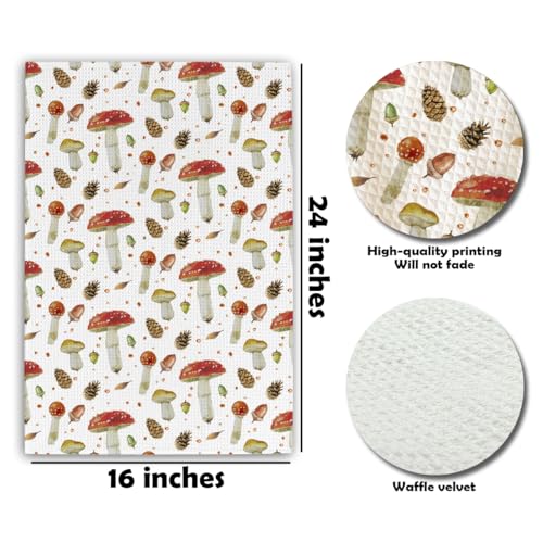 Mushroom Kitchen Towels - 16 x 24 Inches Kitchen Hand Dish Towels - Decorative Fast Drying Home Dishcloth - Absorbent Dishcloth Decor Gifts for Friends Family - A10 - color: Mushroom