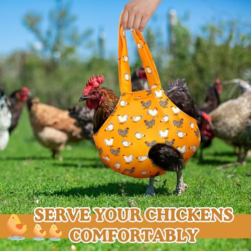 Paterr 2 Pack Chicken Holder Bag, Chicken Carrier Sling Catching Hand Bag Hen Sling with Handle Farm Supplies for Hen Rooster Transport Traveling Hiking Driving(Yellow,13.5 x 13.5 Inch) - color: Yellow, size: 13.5 x 13.5 Inch