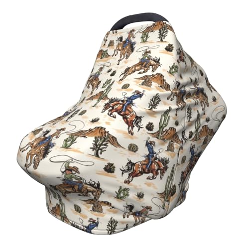 Western Cowboy Cactus Baby Stuff Car Seat Cover for Baby,Mom Nursing Breastfeeding Covers,Multi-Use Car Seat Canopy Carrier Cover,Stroller Cover Newborn Shower Gift for Boys Girls - color: Western Cowboy Cactus