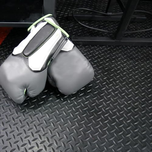 Anti-Slip Rubber Diamond Floor Mat - Durable, Non-Skid, Waterproof Floor Protection for Home, Gym, Garage, and Vehicles - 2.5 mm x 4 ft x 10 ft Rolls - Black (4x10 FT) - size: 118"L x 47.2"W x 0.1"Th