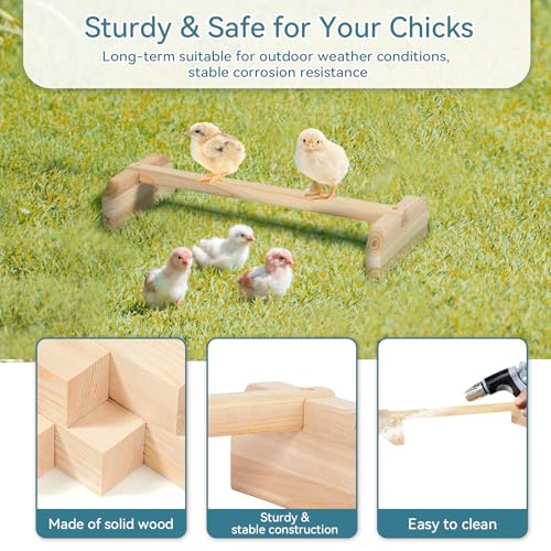 PETSFIT Baby Chick Roosting Bar, Anti-Rotation, Solid Wood, for Brooder | Fits Chicks and Small Birds, Thickened Wooden Perch, Safe for Brooder and Coop, Easy to Assemble and Clean, Non-Toxic Wood