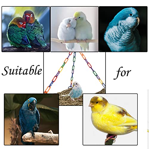Seagrass Swing for Birds,Bird Seagrass Mat Hammock Edible Triangle Natural Woven Parakeet Swing Toys with Hooks Chewing Climbing for Parrot Budgies Lovebird Canary Cockatiel Finch Cockatoos - size: 【Hammock：11.81x11.81x11.81 IN】