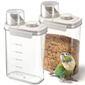 2 Pcs Bird Seed Storage Container 3 Qt/2.8 L with Tight Lids Airtight Cup Pet Food Storage Measuring Containers Lids with Pouring Spouts for Macaws African Grey Cockatoos (Beige) - color: Beige