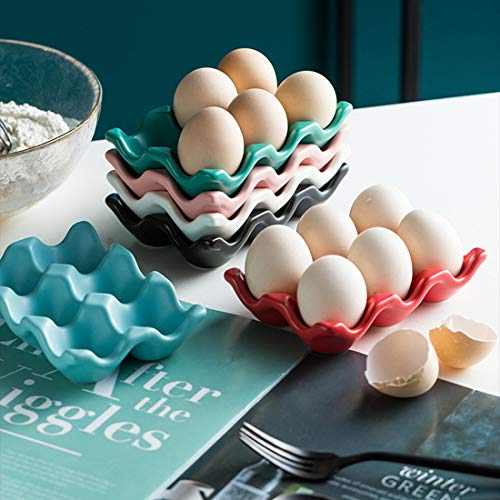 Ceramic Egg Tray Holder, Pink, 6 Cup - color: Pink