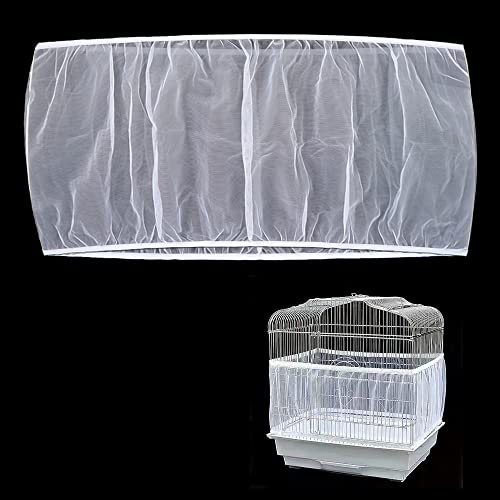 Soft Airy Bird Cage Net Cover, Bird Cage Seed Catcher, Skirt Guard Gauze Birdcage Mesh Netting for Round Square Cages, Reuseable (White, L) - color: White, L