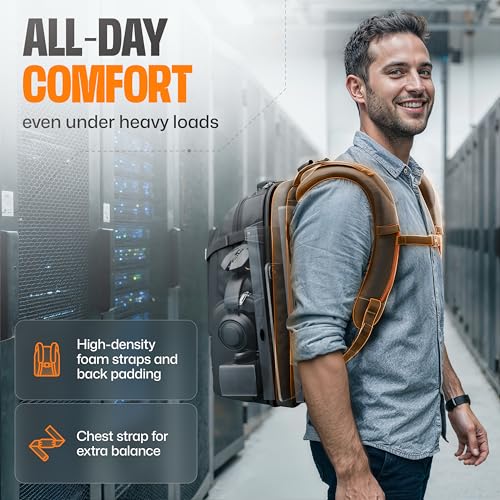 EVERKI Business 120 Laptop Backpack with Rain Cover, Black - 40L | Nylon, Polyester, Durable, Multi-Padded Pockets, Travel-Friendly, School & Work, 180° Fold-Out Design, Fits up to 18.4" - style: Business 120