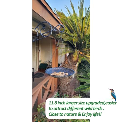 CQAIRIOU Premium Hanging Bird Feeder Tray,Size 11.8” Large Platform Bird Feeder Stainless Steel Mesh Tray,Wild Bird Feeder for Outside Hanging Seed Platform - size: 1 Set Hanging Bird Feeder Tray