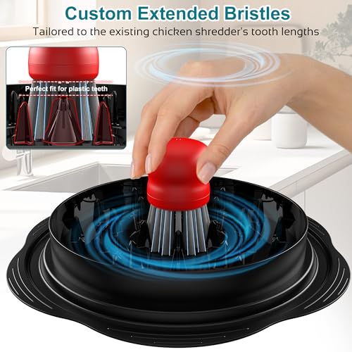 Mini Dish Brush for Cleaning Chicken Shredder, Long Bristles, 1Pack, Red | Palm Brush Dish Scrubber with Ergonomic Grip, Long-lasting Nylon Bristles, Kitchen Brush for Washing Dishes, Pans, Pots, Sink - color: Red