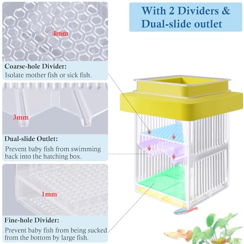Floating Aquarium Breeding Box with Hatchery Box and Isolation Box | Acrylic Breeder Box with Divider for Guppy, Betta, Clownfish, Coral, Baby & Injured Fish