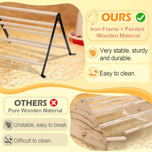 16.5" Lx13.4 Wx9.8 H Large Metal Stable Chick Perch - Wooden Baby Chicks Roosting Bars, Easy to Assemble & Clean Stand Ladder Fun Toys for Coop Accessories