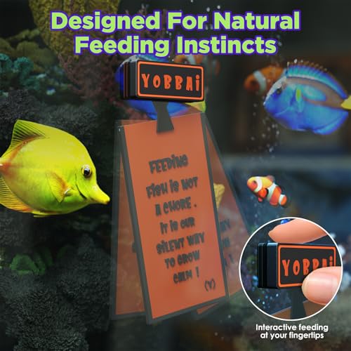 YOBBAI Magnetic Seaweed Feeder, Swinging Motion Nori Feeder, Seaweed Clip for Tangs Angels Freshwater and Shrimp Tanks (Orange & Black) - color: ORANGE & BLACK