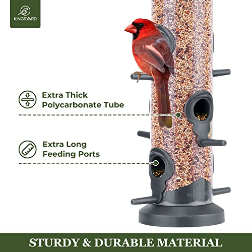 Kingsyard 2 Pack Tube Feeders with 6 Feeding Ports for Outdoors Hanging, Premium Hard Plastic Weatherproof & Steel Hanger, Attracting for Wild Birds (Black) - color: Black