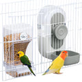 Lemtrflo No Mess Bird Feeder Water Dispenser, Parrot Cage Automatic Feeders | Automatic Feeding & Hydration, Parakeet Cage Accessories for Parrots, Cockatiels, Finches, Lovebirds & Budgies - color: Gray
