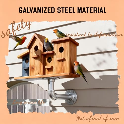 Hanging Bird House with Windproof Holder, Cedar Wooden Bird House for Finch Bluebird Cardinals, Bird Nest Feeder W/Rain Awning Kit for Outdoor Backyard Courtyard Patio Decor (DIY Detachable) - style: Bird House With Holder Set