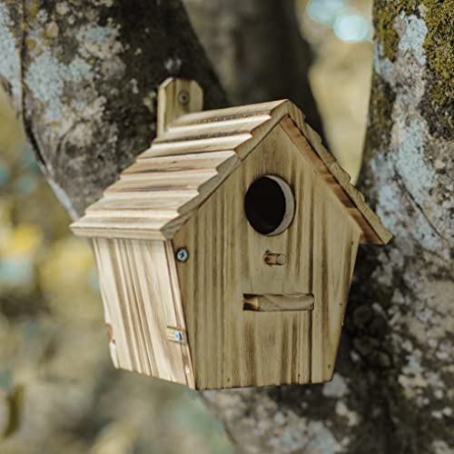 Bird House Bird Houses for Outside with Pole Wooden Bird House for Finch Bluebird House Cardinals Hanging Birdhouse Clearance Garden Country Cottages (B8) - color: brown