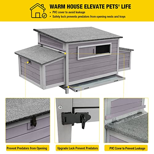 Aivituvin Chicken Coop Wooden Hen House Two Nesting Box with Large Run Outdoor Rabbit Hutch Bunny Cage Poultry Coop Suit for 4-6 Chickens