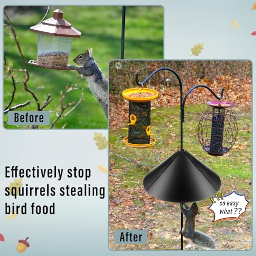 4 Sets 18 Inches Squirrel Baffle for Bird Feeder Pole, Outside Pole Mount House Guard Bird Feeder Baffle for Shepherd's Hook, Preventing from Squirrels, Raccoons(Black) - color: Black