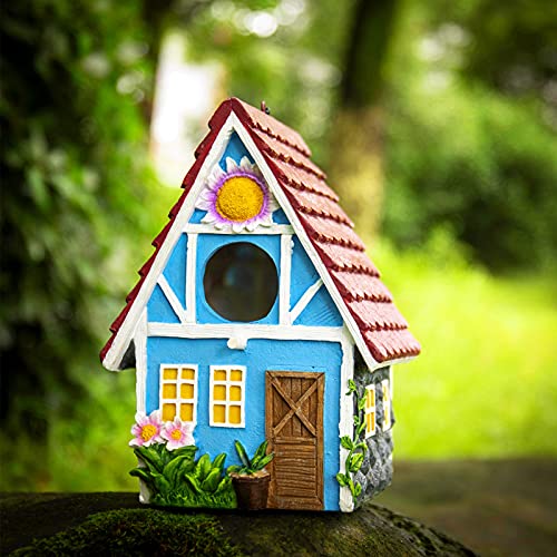 Garden Bird House for Outside Clearance Hanging Outdoors Country Cute Birdhouses for Wren Finchs Chickadee Hummingbird Tree Swallow Cage Kids Nature Lover Bluebird House(Red) - color: Red