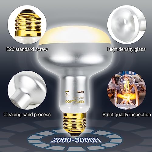 REPTI ZOO 2 Pack Heat Lamp 150W, Intense Basking Spot Simulated Natural Sunlight Heating Lamp Bulb, Heat Emitter UVA Heat Lamp Bulb for Reptile Chickens Pet Brooder - style: Natural Basking Light Bulb 150W