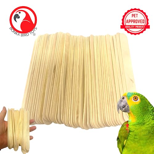 Bonka Bird Toys 2925 Pk100 Undrilled Natural Wood Chew Sticks Parrot Foot Talon Craft Part Bird Toy, Conure, Amazon, African Grey, and Similar Sized Birds