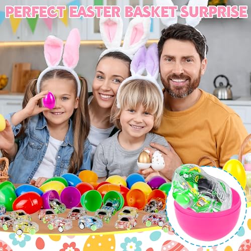 Seifar 24 Pack Prefilled Easter Eggs Filled with Pull Back Cars, Eggs with Toys Inside, Easter Hunt Basket Stuffers Party Favors Classroom Prizes Gift for Kids Girls Boys - style: mini