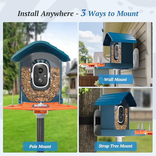 Smart Bird Feeder with Camera, 2K HD AI Identify Birds Species, Bird Watching Camera with Solar Panel, Gift for Mom Dad Birdlovers