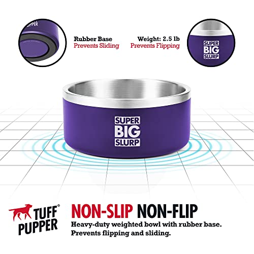 Tuff Pupper 100 oz Heavy Duty Insulated Stainless Steel Dog Bowl for Large Dogs, Non-Slip Base, Dishwasher Safe - color: Royal Purple, size: 100oz