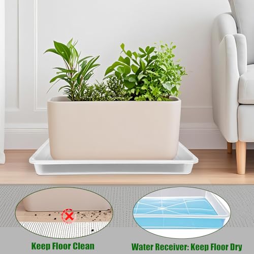 MUZHI 3 Pack Plastic Bonsai Humidity Trays, Rectangle Plant Growing Saucer Water Catcher Drip Tray, Seed Starter Drainage Tray Transparent (11.5x8.3 Inch)