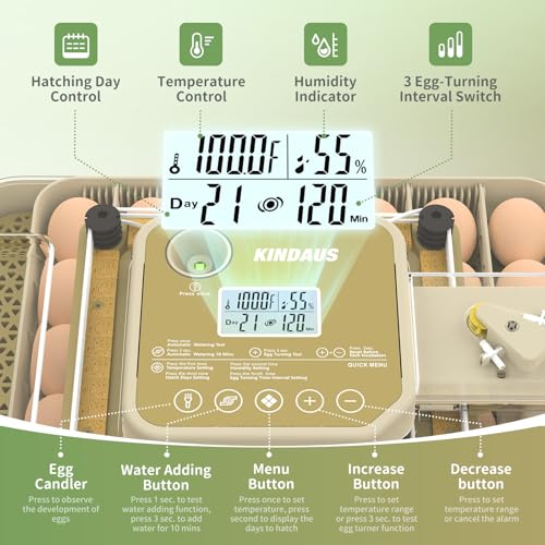 Egg Incubators for Hatching Eggs, Egg Incubator with Automatic Egg Turning and Humidity Control, Quail Eggs Chicken Egg Incubator (48 Eggs)
