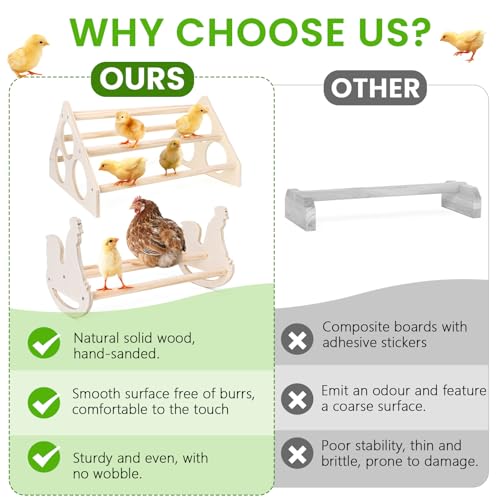 2Set Wooden Chick Perch, Chicken Rocking Roosting Bar, Chicken Perches Roosting Bar for Chicks, Birds, Parrots