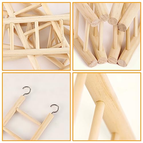 5 Pcs Wooden Bird Ladder for Parrots Cage 5 Sizes | Natural Wood Perch Stand,Parakeet Climbing Toys ,Hanging Pet Cage Accessories,Cockatoo Cockatoo Exercise Play