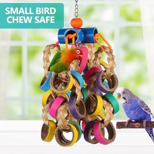 lovyoCoCo Bird Toys Conure Toys,Bird Parrot Foraging Shredder 24 Pcs Colorful Bagel Chewy Rings for Small Parrots Parakeets Conures Cockatiels Love Bird Cage Accessies (B) - color: B