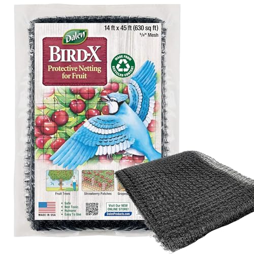 Dalen Bird-X Protective Mesh Netting for Fruit Trees & Berries, 14 x 45 ft | Black Garden Netting, 5/8-inch Mesh - Helps Deter Birds & Garden Pests, Made of Weather-Resistant Plastic - size: 14'X45'