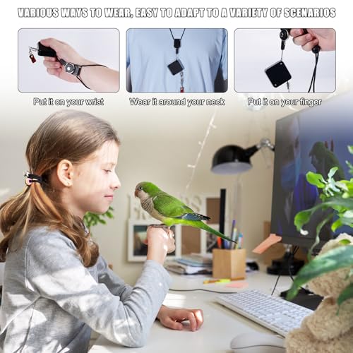 Retractable Bird Harness, 6.56ft Training Leash with 3 Sizes of Foot Rings - Parakeet & Parrot Leash Kit for Cockatiels, Budgies (Black) - color: Black