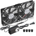 2 x 120mm 240mm Computer Fan with AC Plug 110V/220V to DC 12V Power Supply, Speed Controller 3V-12V Adjustable, for PC Case/Server/Cabinet/Workstation/Small Box Exhaust Cooling - size: 2x120mm