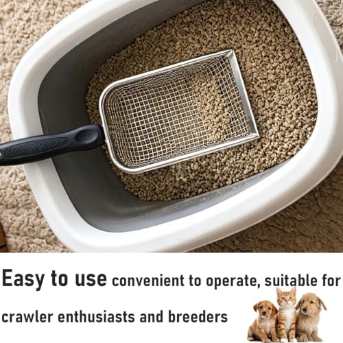 Chicken Poop Scooper for Coop, 2 Pack Chicken Coop Shovel | 0.15 Inch & 0.2 Inch Mesh, Metal Chicken Coop Rake and Scoop Tool, Sifting Shovel for All Litter Types, Anti-Slip