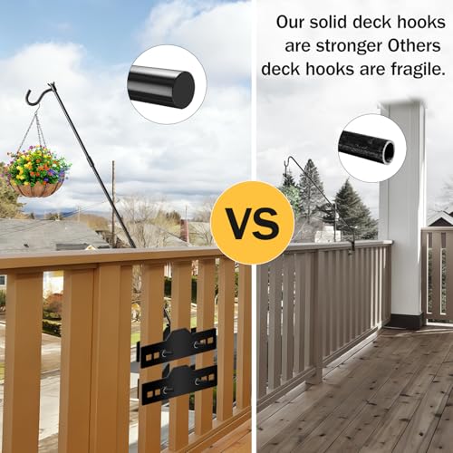 ULIOK Deck Hook, Heavy Duty Hummingbird Feeder Hanger, 31 Inch Extended Adjustable, Solid Steel Hanging Hook for Hanging Bird Feeder, Suet Baskets, Planters, Wind Chimes, 360 Degree Rotary, 2 Pack - color: 2Pack