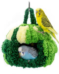 Chewproof Frame Parakeet Nest Bird House for Cage with Warm Pad | Soft Washable Budgie Sleeping Bed Fleece, Hanging Winter Parrot Breeding Nest Swing for 1-2 Lovebird Canary, Sturdy Felt Base