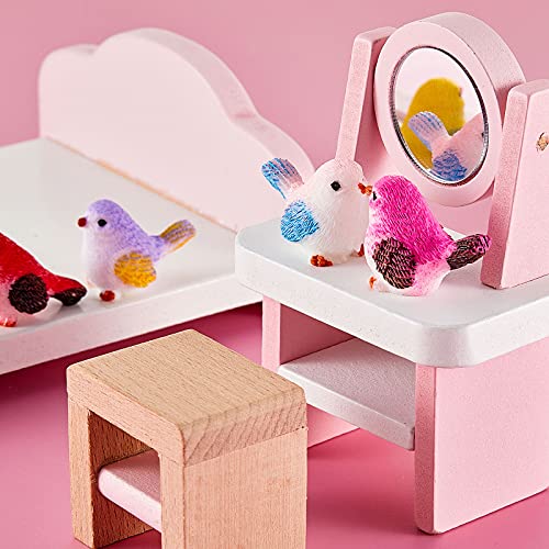 Skylety 16 Pieces Miniature Bird Figurines Dollhouse Simulation Decorative Bird Figures Cute Animal Model for Garden, Miniatures Moss Decoration, Micro Landscape