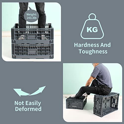 Collapsible Storage Bin/Containe， Transfer box,crate Transit storage of various items (Gray 23.6" L x 15.7" W x 8.6" H-two) - size: Gray 23.6" L x 15.7" W x 8.6" H-two