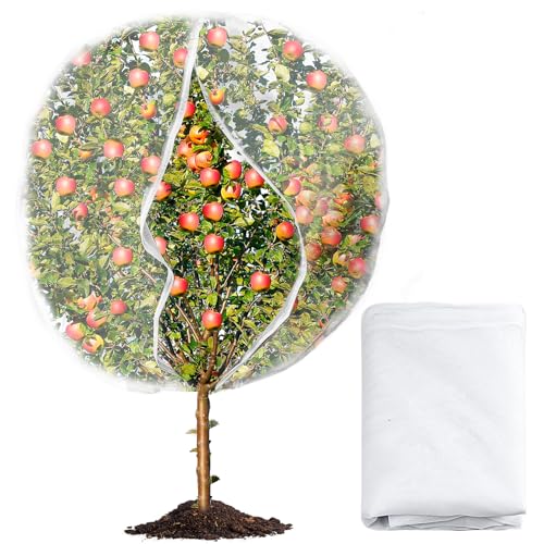 8 x 6.6ft Large Fruits Tree Netting, Garden Mesh Insect Tree Cover with Zipper Drawstring Bird Barrier Net Plant Bags Blueberry Bushes Protection Plant Cover for Prevent Animals Deer Squirrel Bug - size: 8 x 6.6Ft/ 1pcs/ zipper