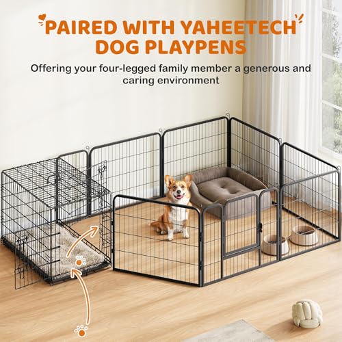 Yaheetech 36in Double Door Metal Dog Crate w/Divider for Puppy Indoor Use | Heavy-duty Sturdy Metal Frame, Easy Assemble, Fold Up for Travel, Removable Tray, Ideal for Puppies, Small to Medium Dogs - size: 36" L