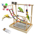 PINVNBY Bird Playground Parrot Playstand Play Gym Cockatiel Wood Bird Toys Birds Cage Accessories Playpen Ladder with Feeder Cups Hanging Swing Toys for Parakeet Conure Lovebird Cockatiel - size: Two Floors With Wooden Bridge