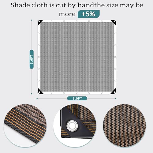 90% Coffee Brown Shade Cloth, 12 x 12 ft with Reinforced Grommets | Durable mesh shade net for greenhouses, plants, chicken coops, pergolas, pools, canopies, patios and gardens - color: 12ftx12ft