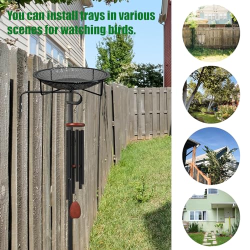 CQAIRIOU Wall Mounted Bird Feeder Tray,11.8" Stainless Steel Large Fence Tree Mount Birds Feeder for Outside Wild Birds, Table Mountable Platform Bird Feeder Mesh Seed Tray with Hanging Hook - size: Wall/Fence/Tree Mounted Bird Feeder Tray