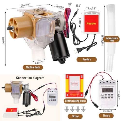 Automatic Chicken Feeder with Timer, Duck Feeder | 16 Groups of Timed and Fix-quantity Chicken Feeders No Waste for Chickens, Ducks, Geese, Pigeons, Fish, Dogs, Fish, Cats