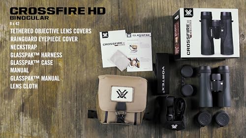 Vortex Crossfire HD 8x42 Binoculars | HD Optics, Tripod Adaptable, Waterproof, Fogproof, Shockproof, Included GlassPak Harness - Unlimited, Unconditional Warranty - color: Green, size: 8x42